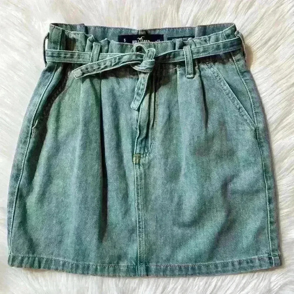 Hollister Dresses & Skirts - Hollister Paper Bag Waist Jean Skirt Ultra High Rise 27/5